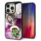 iPhone15 Pro 強化ガラス＆TPUスマホケース ガラプリ【HA240 風神雷神 紫の月と桜】