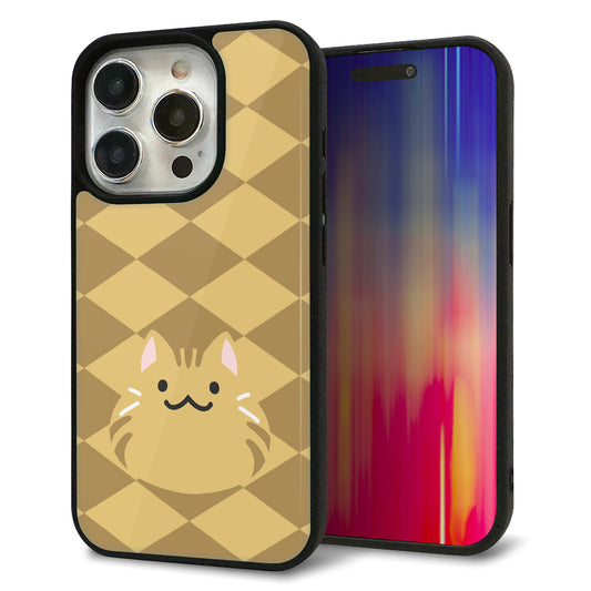 iPhone15 Pro 強化ガラス＆TPUスマホケース ガラプリ【HA247 もちねこ 茶トラ】