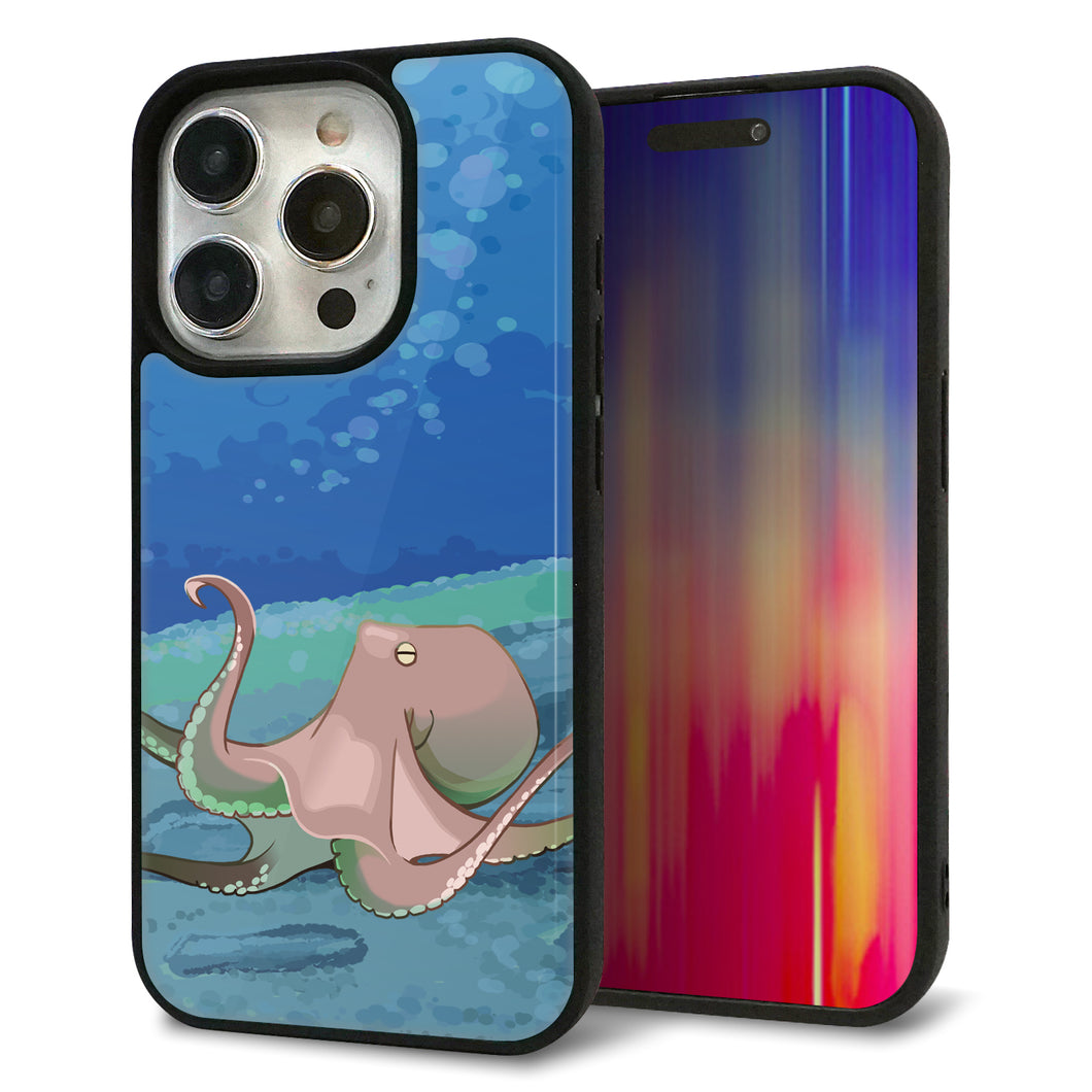 iPhone15 Pro 強化ガラス＆TPUスマホケース ガラプリ【HA259 ポケットアクアリウム タコ】