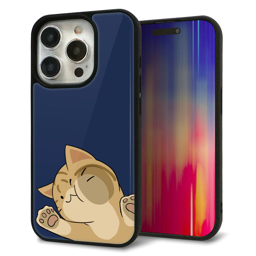 iPhone15 Pro 強化ガラス＆TPUスマホケース ガラプリ【HA290 むぎゅっとトラ】