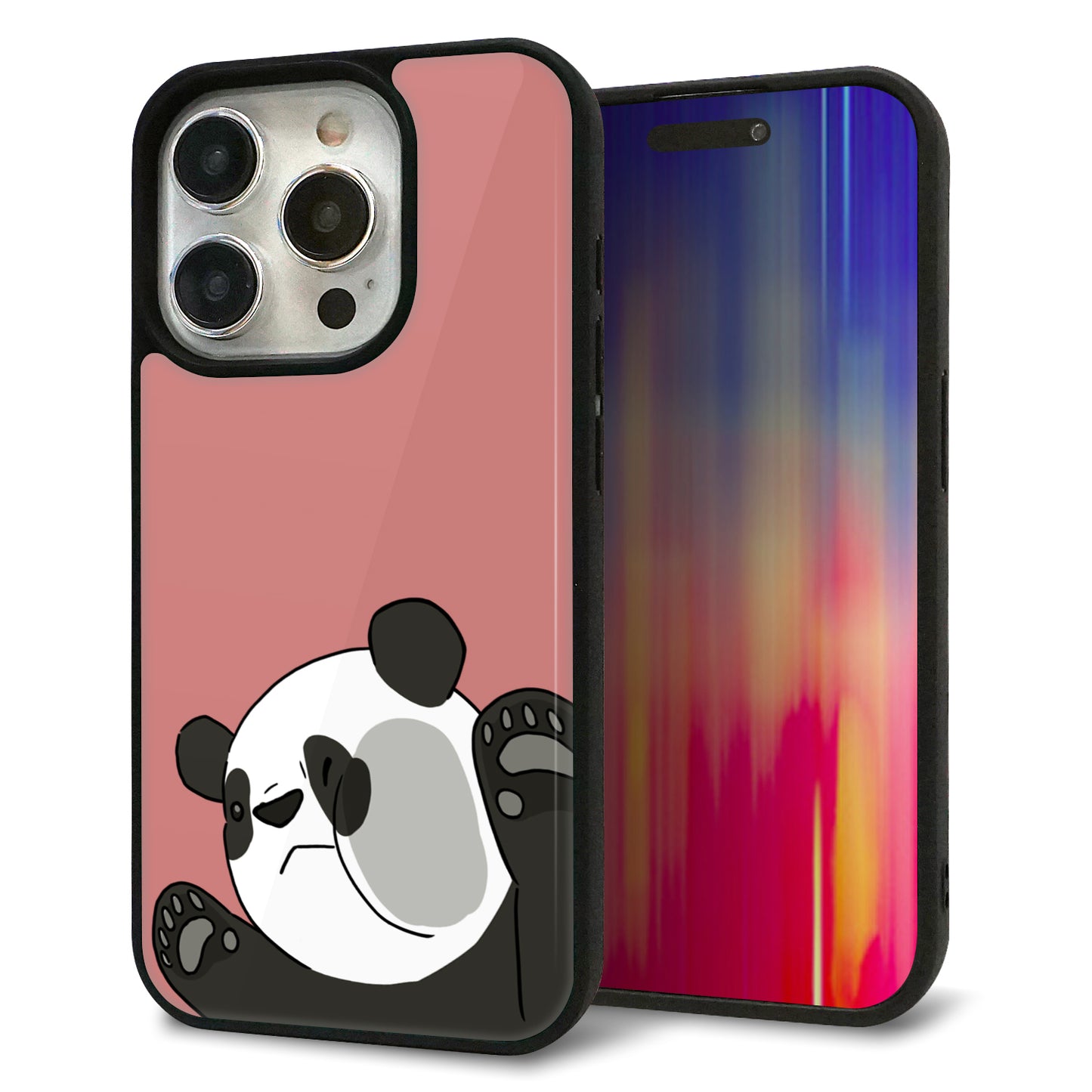 iPhone15 Pro 強化ガラス＆TPUスマホケース ガラプリ【HA300 むぎゅっとパンダ】