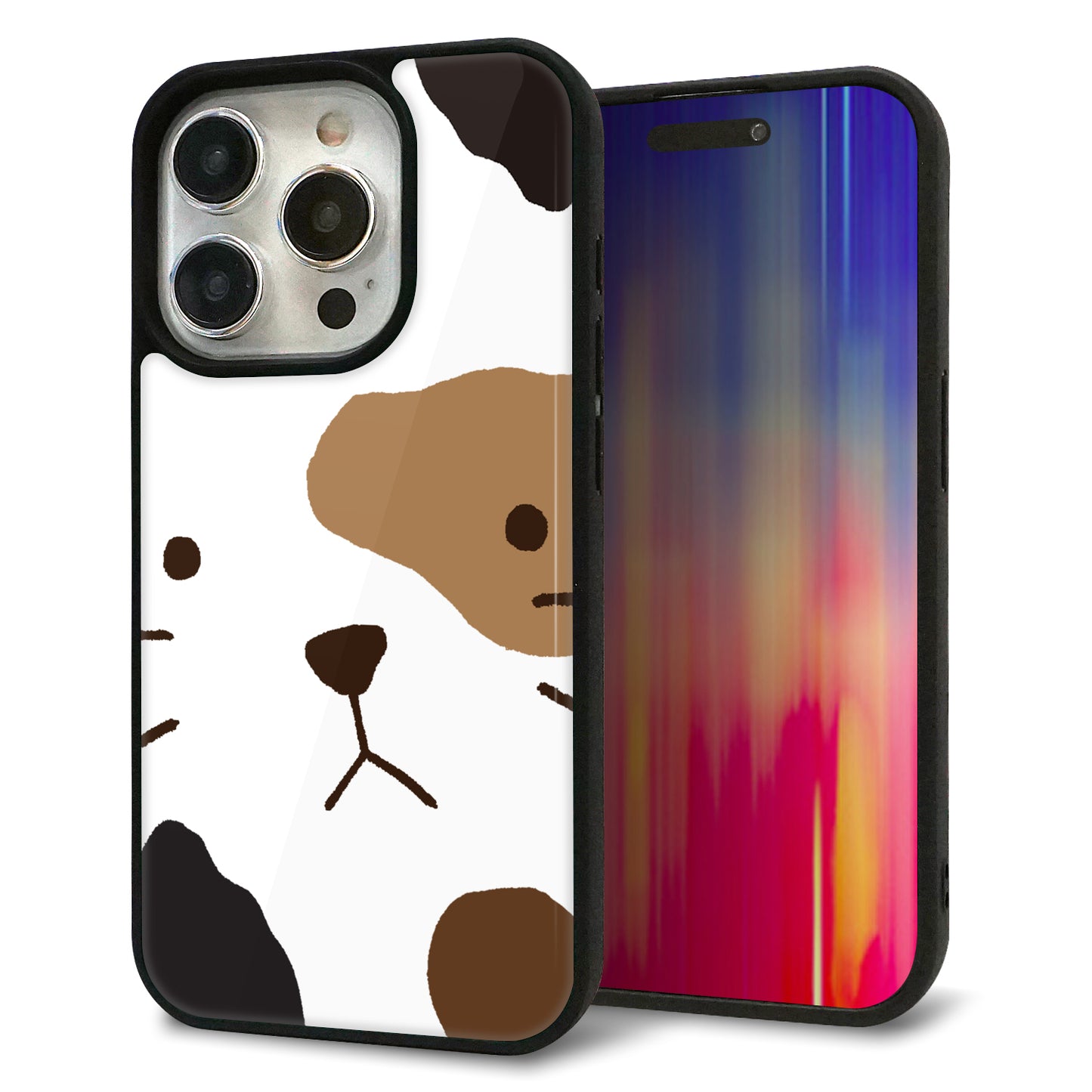 iPhone15 Pro 強化ガラス＆TPUスマホケース ガラプリ【IA801 みけ】