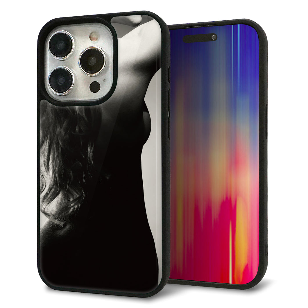 iPhone15 Pro 強化ガラス＆TPUスマホケース ガラプリ【KM890 バックスタイル】