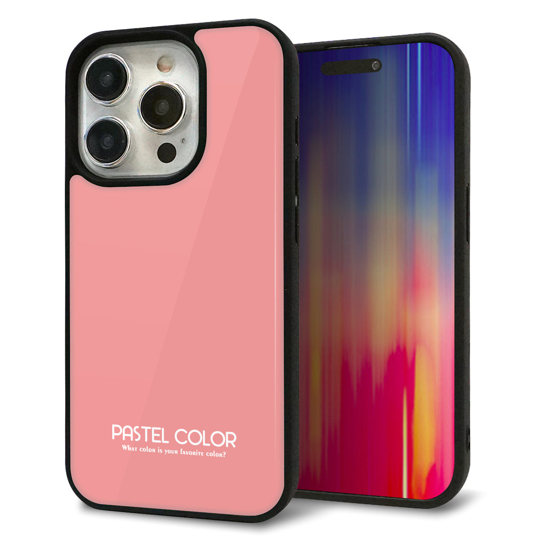 iPhone15 Pro 強化ガラス＆TPUスマホケース ガラプリ【KM902 パステルカラー(パステルレッド)】