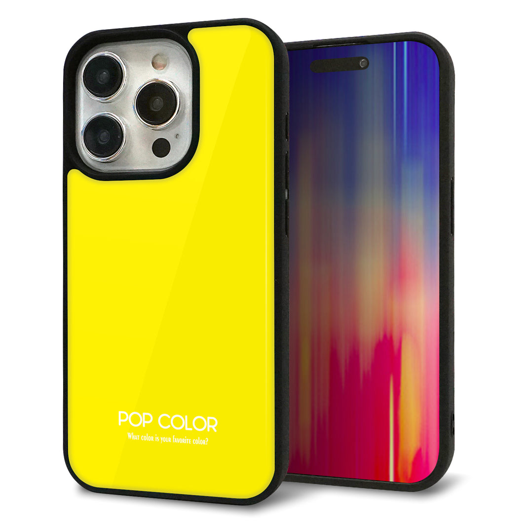 iPhone15 Pro 強化ガラス＆TPUスマホケース ガラプリ【KM904 ポップカラー(イエロー)】