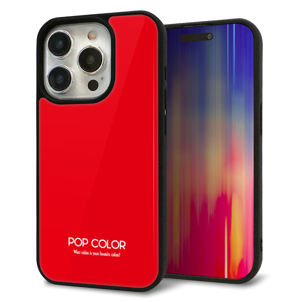 iPhone15 Pro 強化ガラス＆TPUスマホケース ガラプリ【KM915 ポップカラー(レッド)】