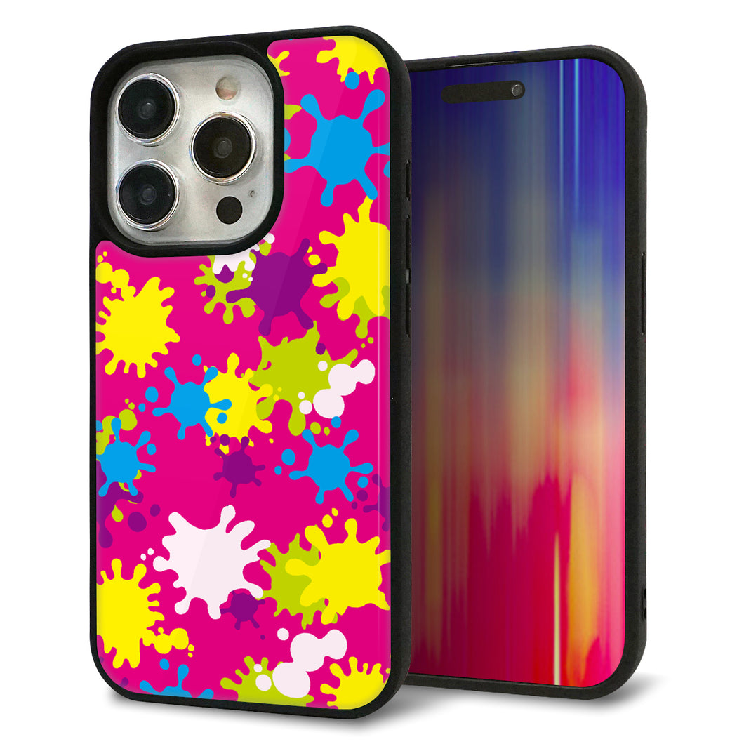 iPhone15 Pro 強化ガラス＆TPUスマホケース ガラプリ【MA876 ペイントピンク】