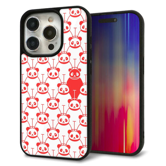 iPhone15 Pro 強化ガラス＆TPUスマホケース ガラプリ【MA913 パターン パンダ】