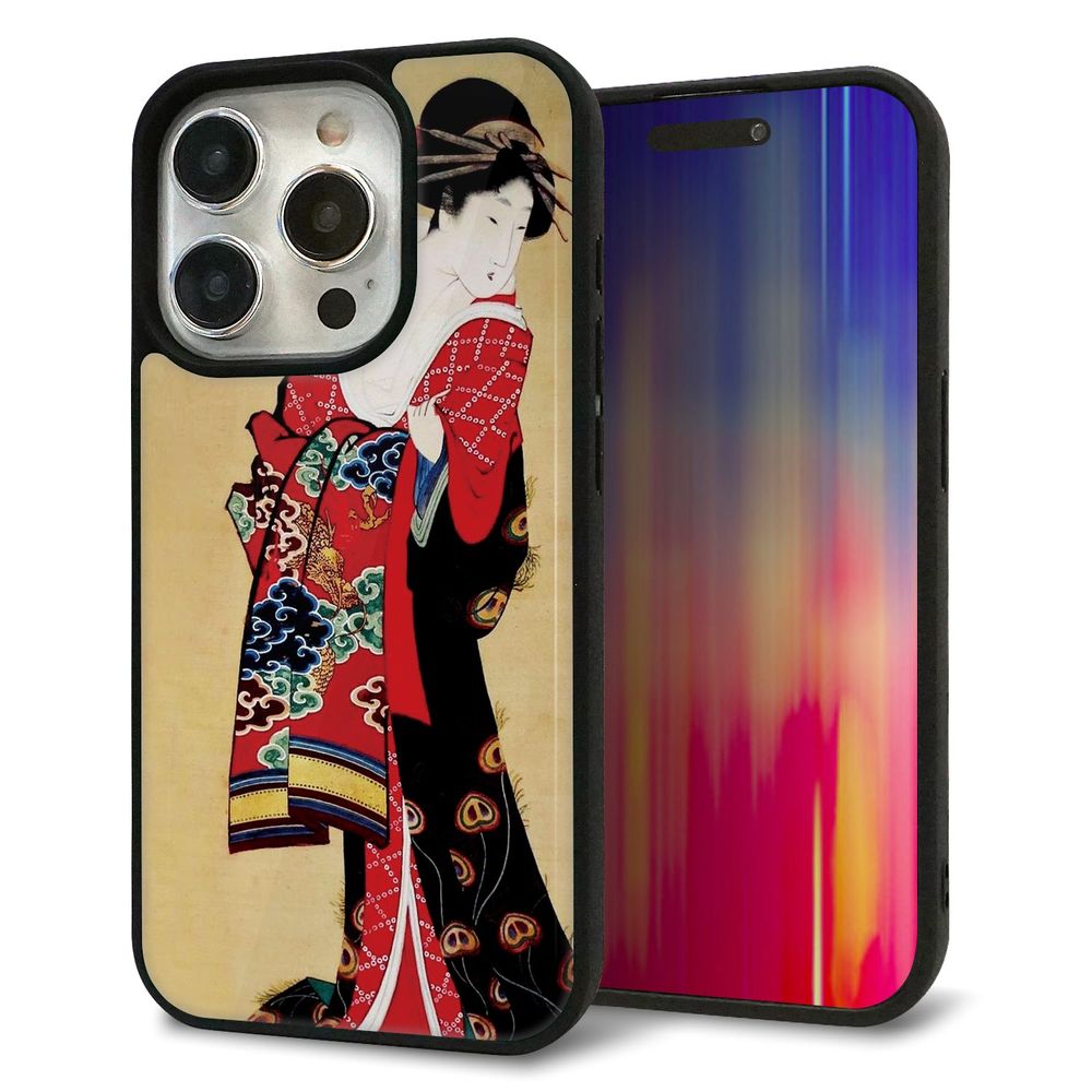 iPhone 15 Pro 強化ガラス＆TPUスマホケース ガラプリ【MA965 花魁 A】