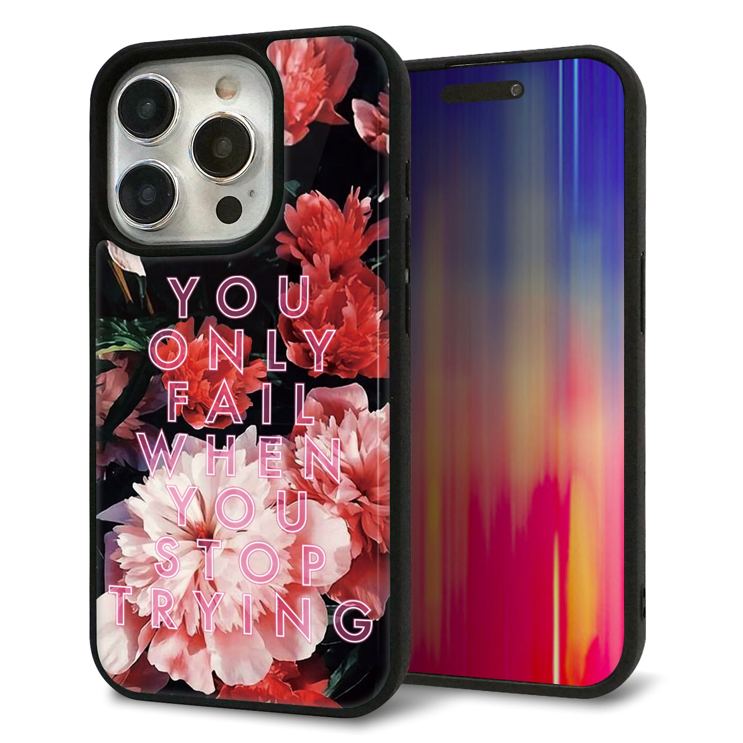 iPhone15 Pro 強化ガラス＆TPUスマホケース ガラプリ【MA994 フラワーC】