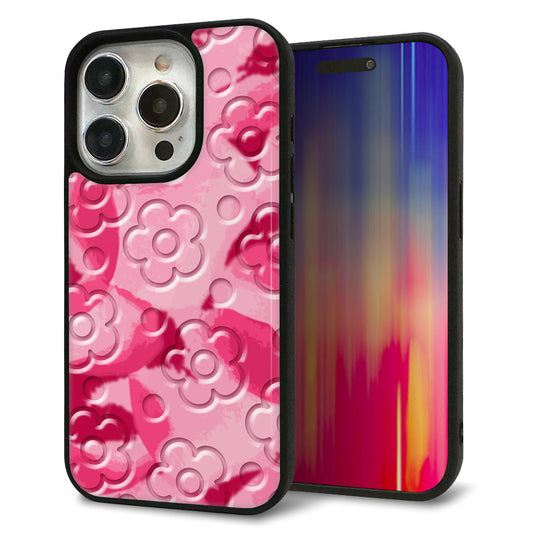 iPhone15 Pro 強化ガラス＆TPUスマホケース ガラプリ【SC847 フラワーヴェルニ花濃いピンク（ローズアンディアン）】