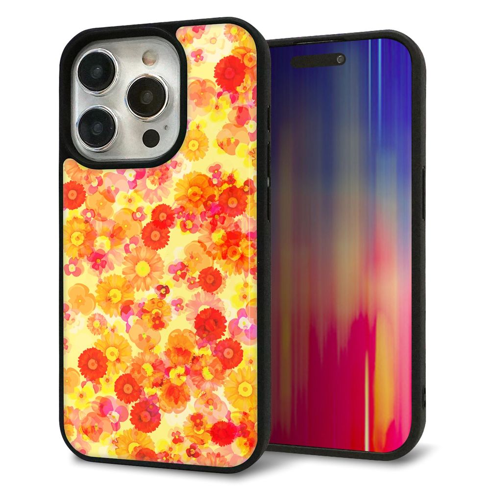 iPhone 15 Pro 強化ガラス＆TPUスマホケース ガラプリ【SC867 リバティプリント フルールドパルファン（イエロー）】