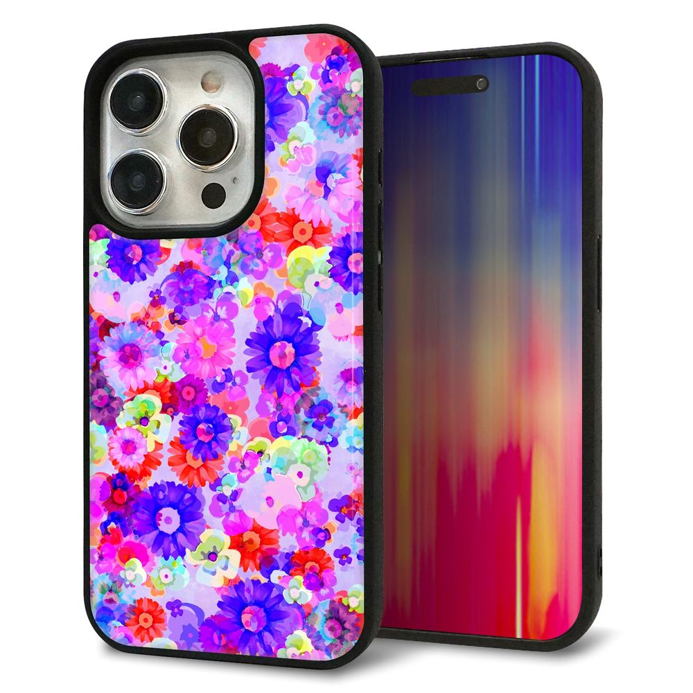 iPhone 15 Pro 強化ガラス＆TPUスマホケース ガラプリ【SC868 リバティプリント フルールドパルファン（パープル）】