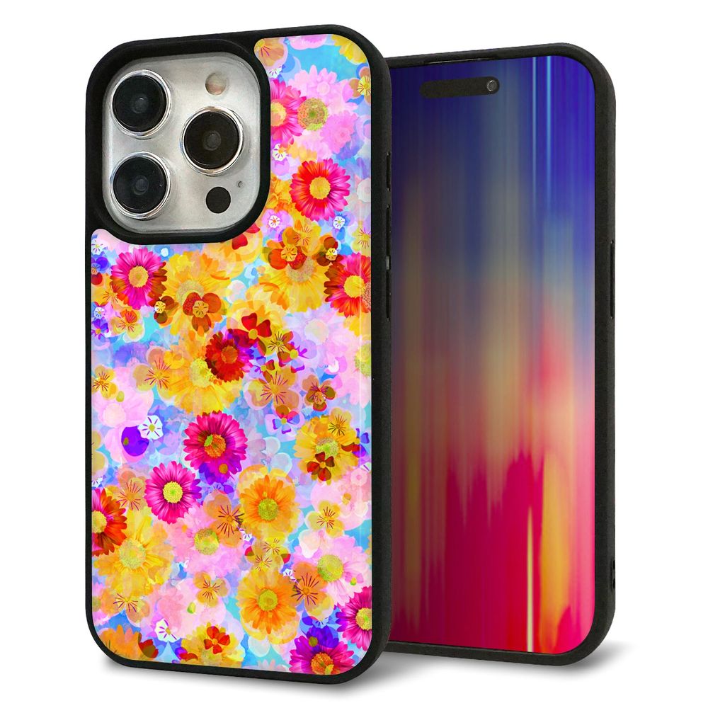 iPhone 15 Pro 強化ガラス＆TPUスマホケース ガラプリ【SC870 リバティプリント フルールドパルファン（ブルー）】