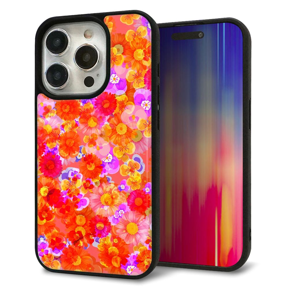 iPhone 15 Pro 強化ガラス＆TPUスマホケース ガラプリ【SC871 リバティプリント フルールドパルファン（レッド）】