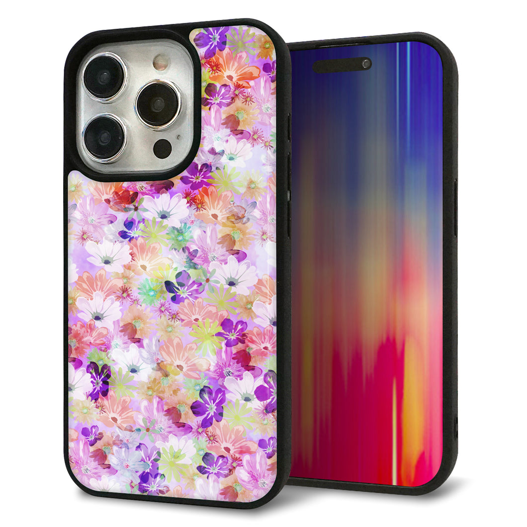 iPhone15 Pro 強化ガラス＆TPUスマホケース ガラプリ【SC873 リバティプリント プレスドフラワー（パープル）】
