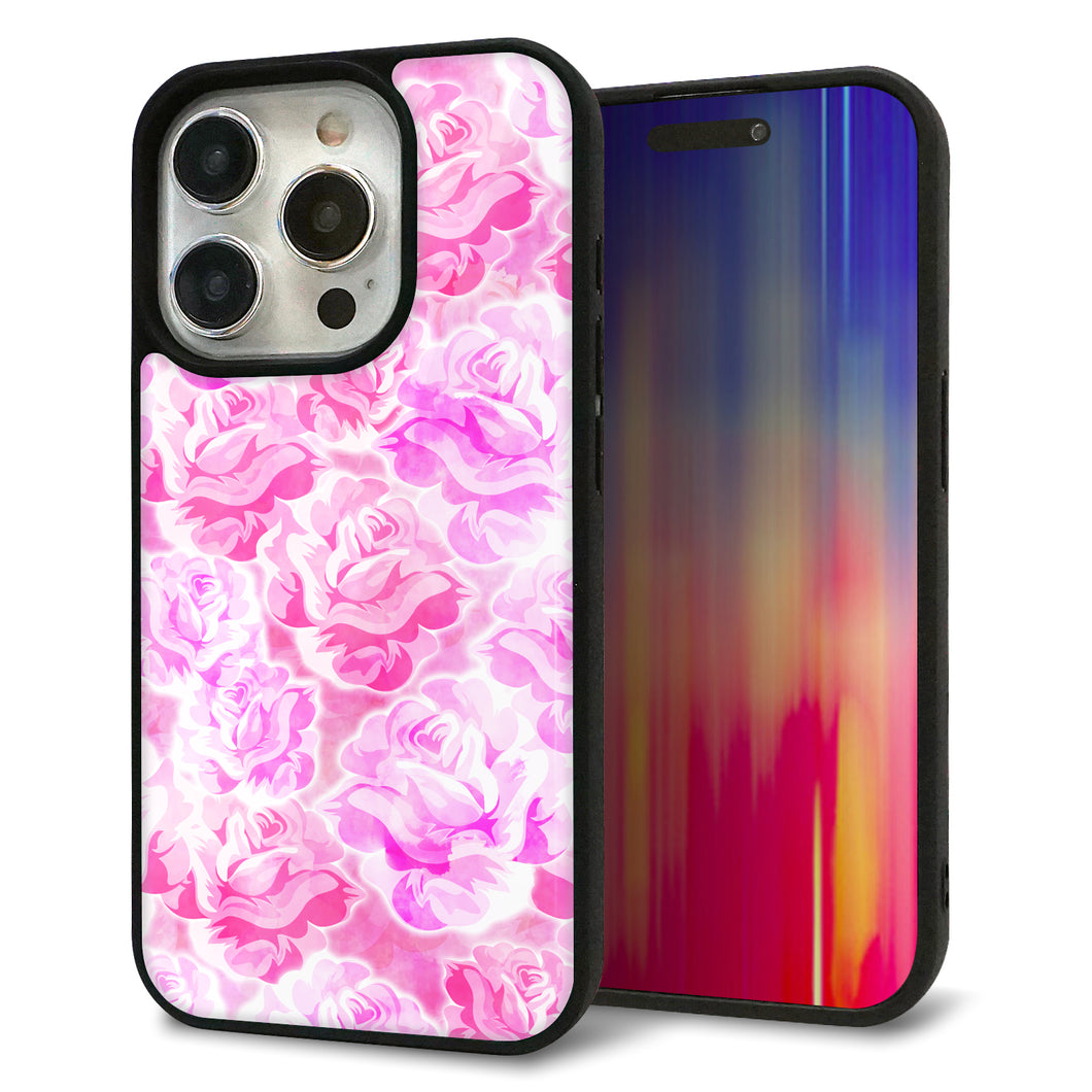 iPhone15 Pro 強化ガラス＆TPUスマホケース ガラプリ【SC928 ローズ ピンク】