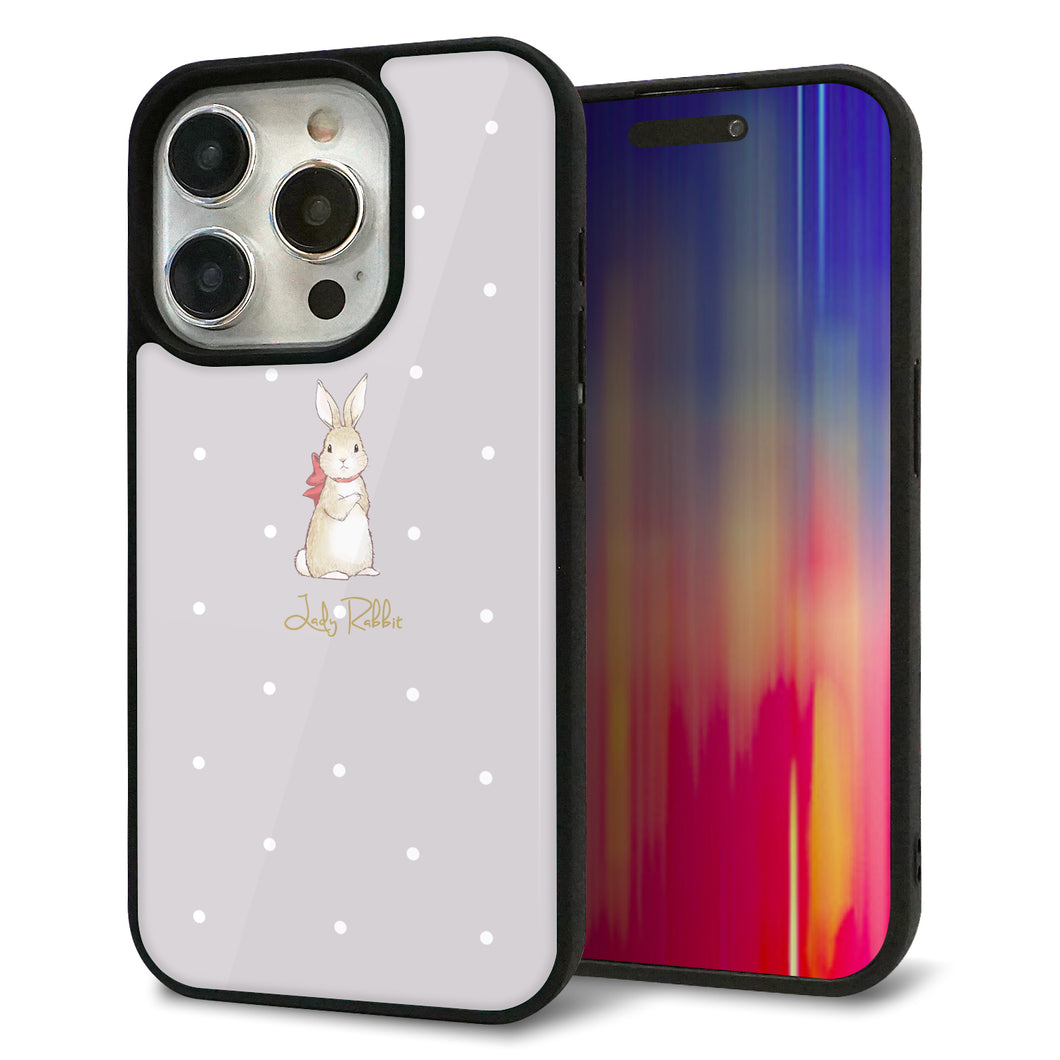 iPhone15 Pro 強化ガラス＆TPUスマホケース ガラプリ【SC968 Lady Rabbit グレージュ ガラプリhp】