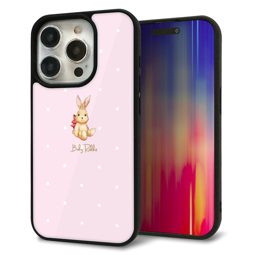 iPhone15 Pro 強化ガラス＆TPUスマホケース ガラプリ【SC978 Baby Rabbit ピンク ガラプリ】