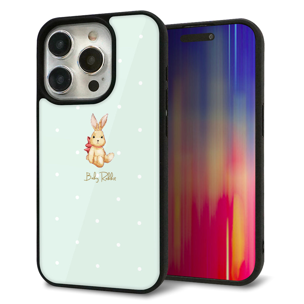 iPhone15 Pro 強化ガラス＆TPUスマホケース ガラプリ【SC979 Baby Rabbit グリーン ガラプリ】