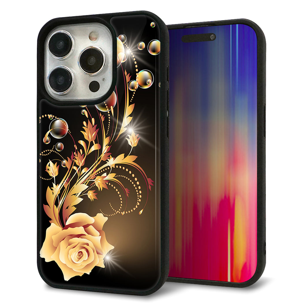 iPhone15 Pro 強化ガラス＆TPUスマホケース ガラプリ【VA823 気高きバラ】