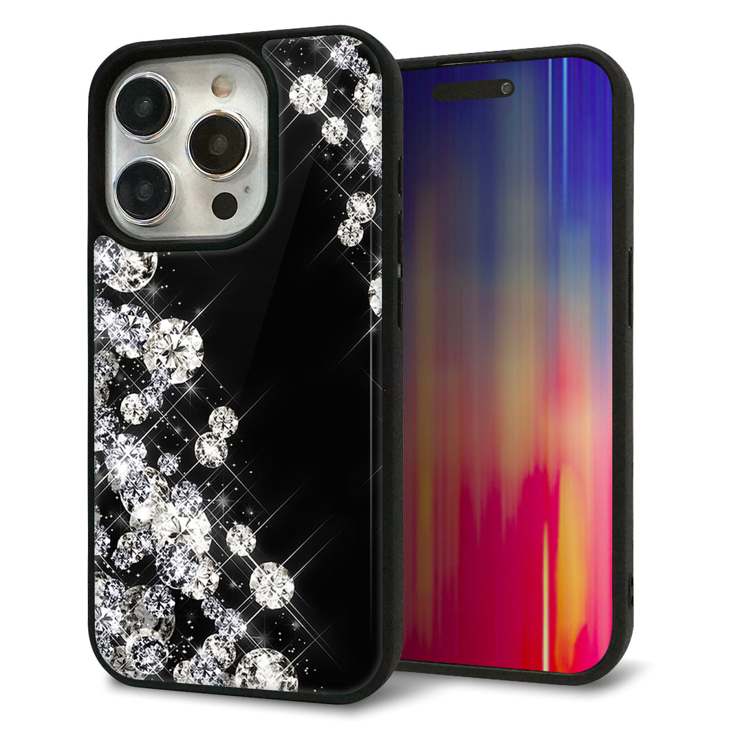 iPhone15 Pro 強化ガラス＆TPUスマホケース ガラプリ【VA871 ダイヤモンドフレーム】