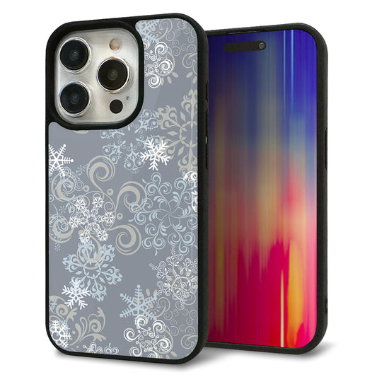 iPhone15 Pro 強化ガラス＆TPUスマホケース ガラプリ【XA801 雪の結晶】