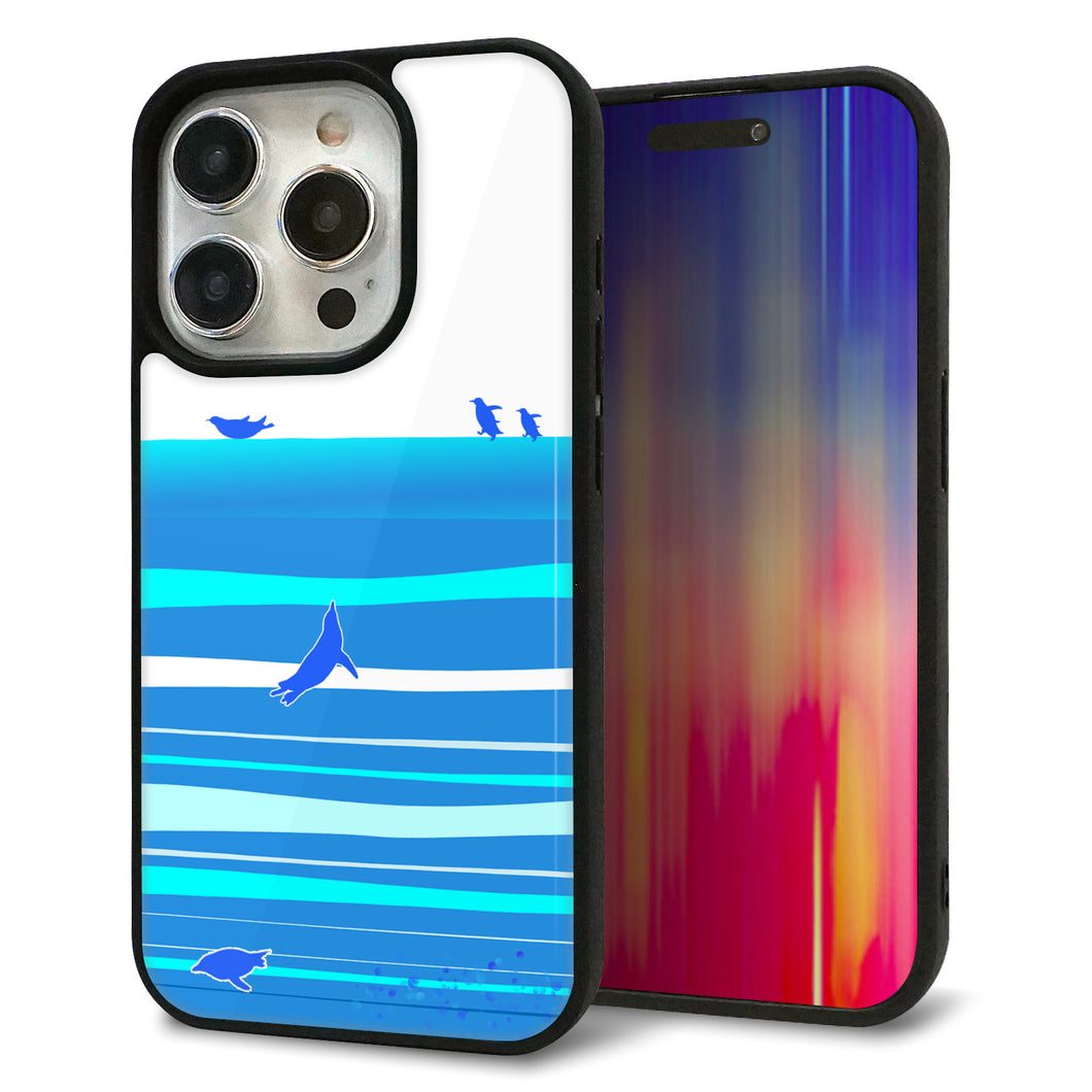iPhone15 Pro 強化ガラス＆TPUスマホケース ガラプリ【YB920 ペンギン01】