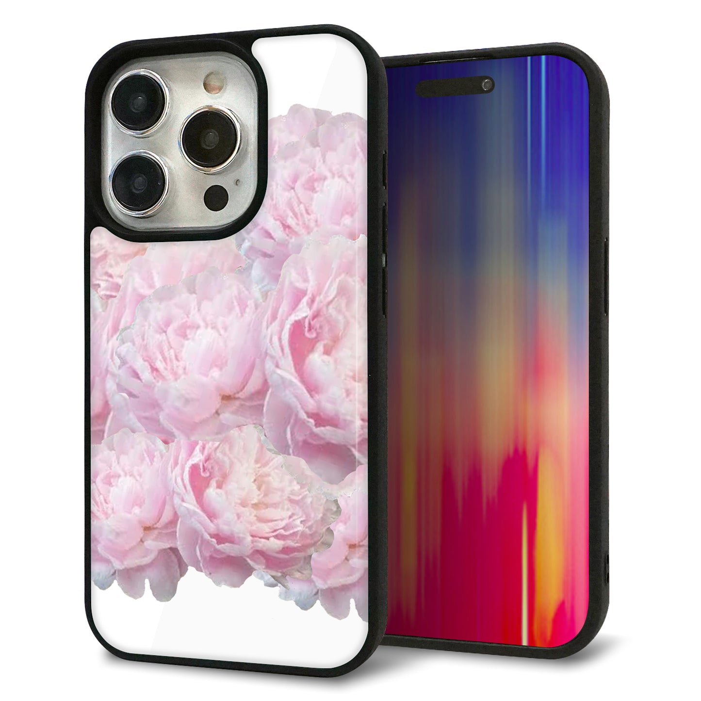 iPhone15 Pro 強化ガラス＆TPUスマホケース ガラプリ【YI885 フラワー６】