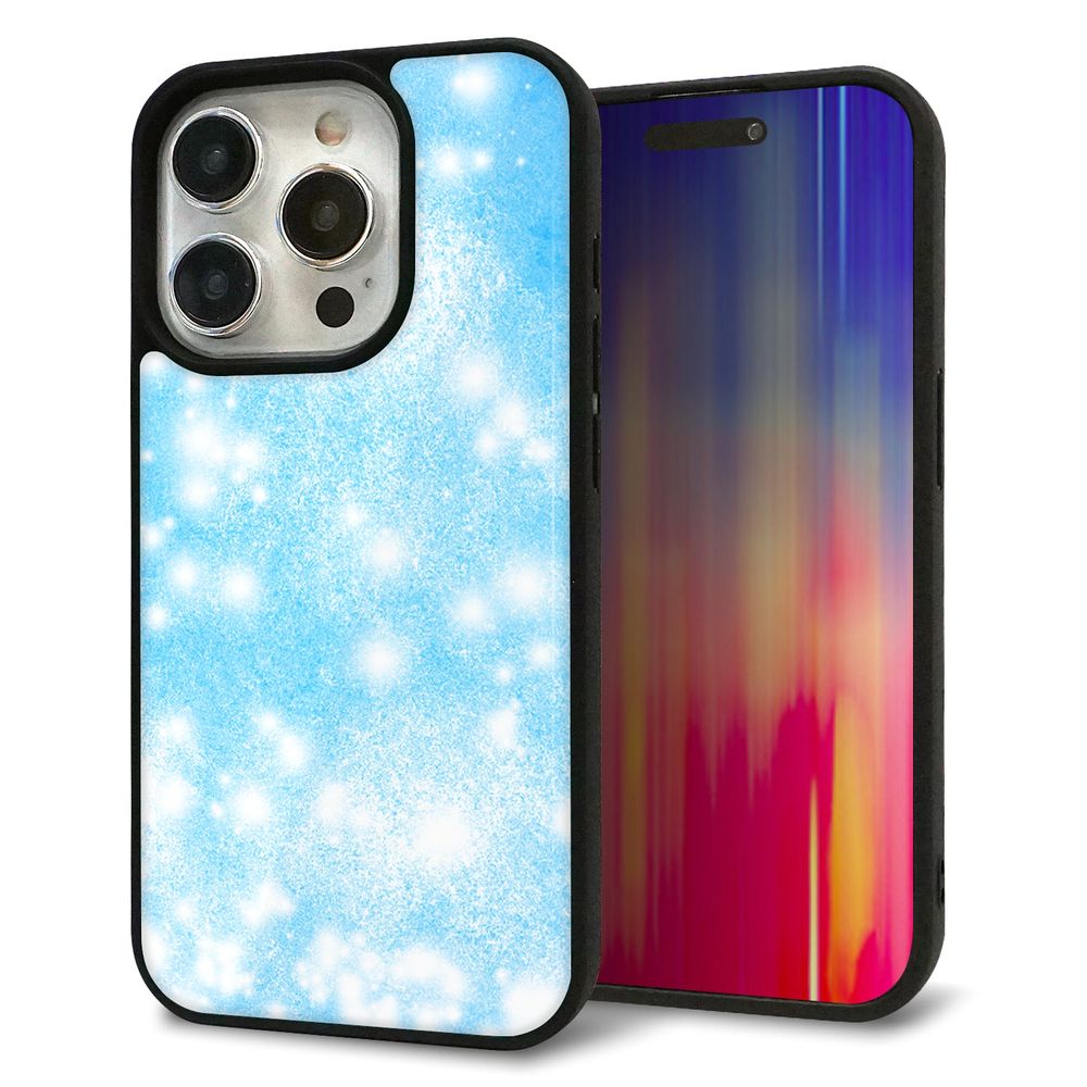 iPhone 15 Pro 強化ガラス＆TPUスマホケース ガラプリ【YJ289 デザインブルー】