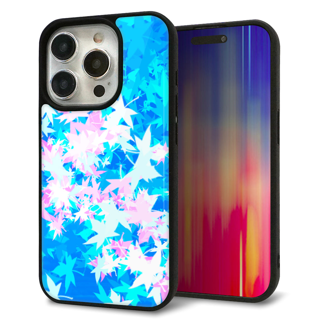 iPhone15 Pro 強化ガラス＆TPUスマホケース ガラプリ【YJ290 デザインもみじ】