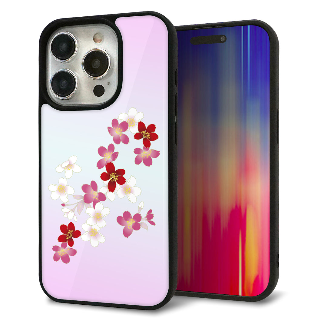 iPhone15 Pro 強化ガラス＆TPUスマホケース ガラプリ【YJ320 桜 和】