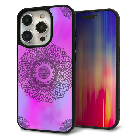 iPhone15 Pro 強化ガラス＆TPUスマホケース ガラプリ【YJ344 レース】