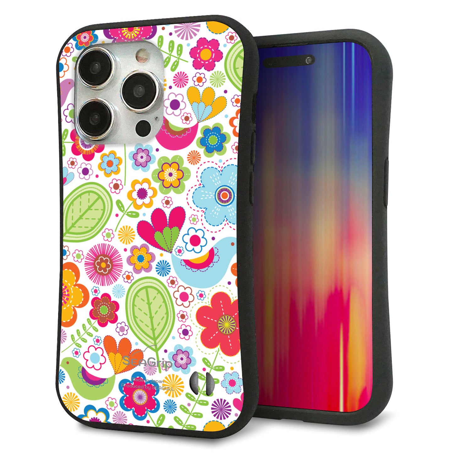 iPhone15 Pro スマホケース 「SEA Grip」 グリップケース Sライン 【477 幸せな絵】 UV印刷