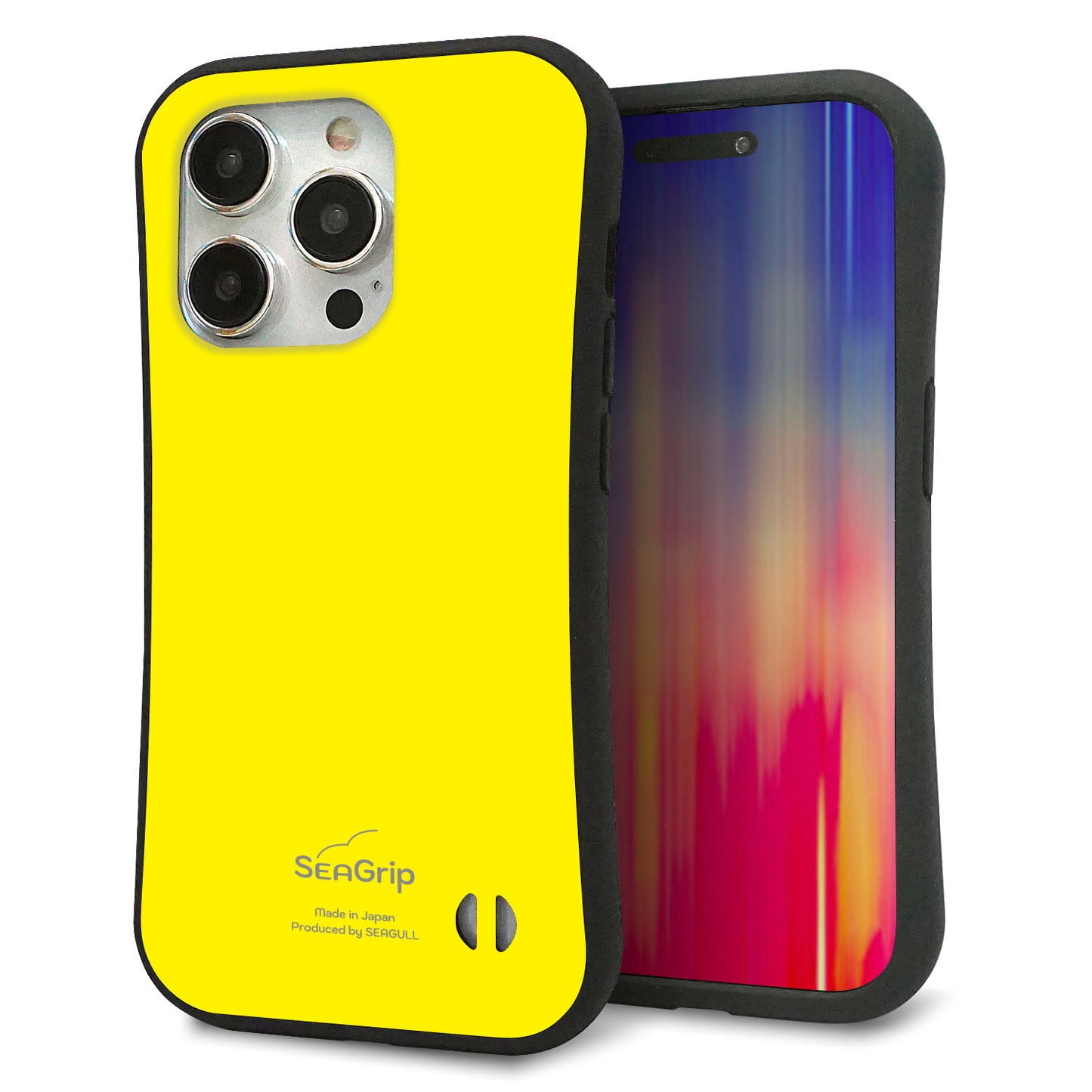 iPhone15 Pro スマホケース 「SEA Grip」 グリップケース Sライン 【KM904 ポップカラー(イエロー)】 UV印刷
