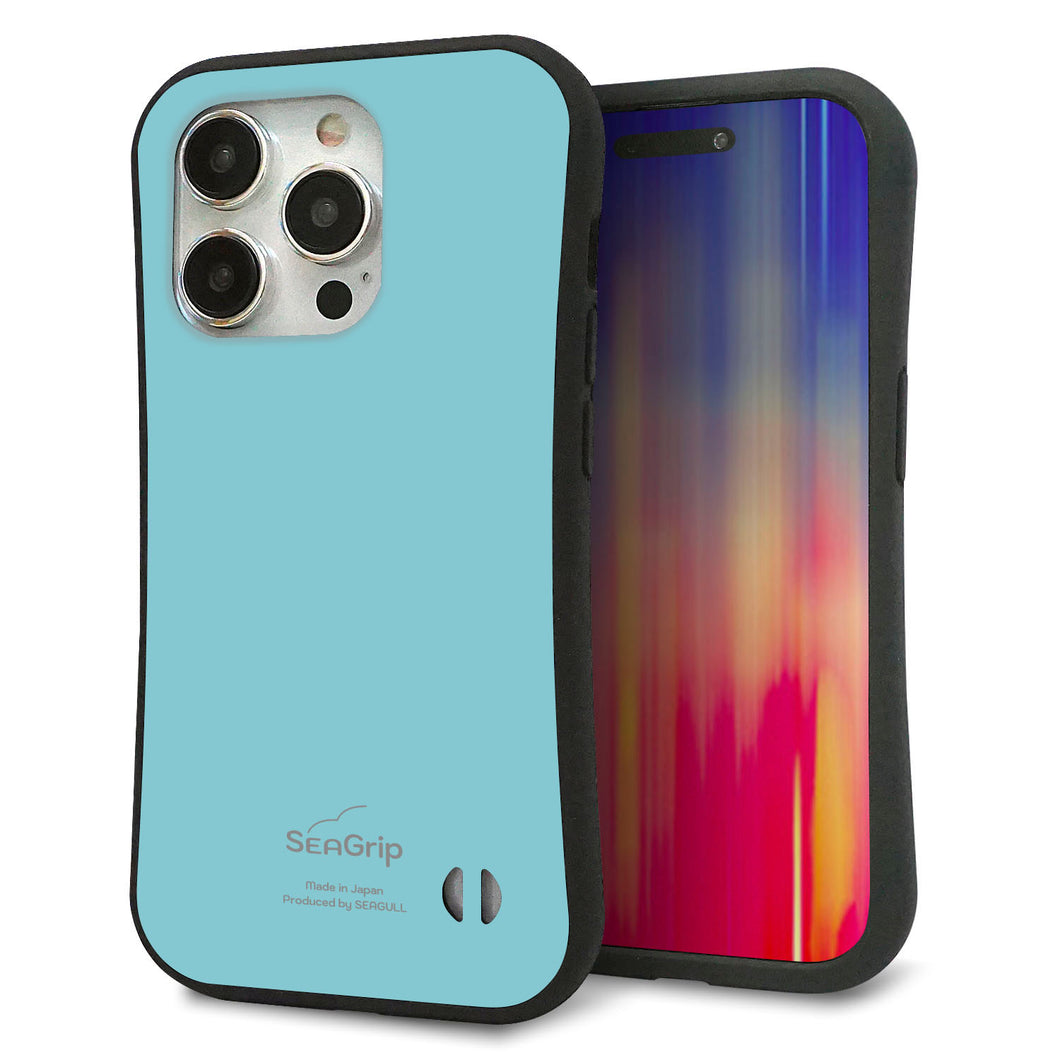 iPhone15 Pro スマホケース 「SEA Grip」 グリップケース Sライン 【KM905 ポップカラー(エメラルドブルー)】 UV印刷