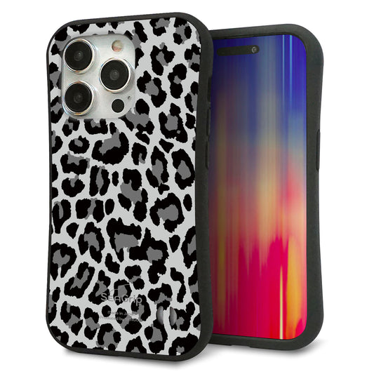 iPhone15 Pro スマホケース 「SEA Grip」 グリップケース Sライン 【MA817 レオパード × グレー 】 UV印刷