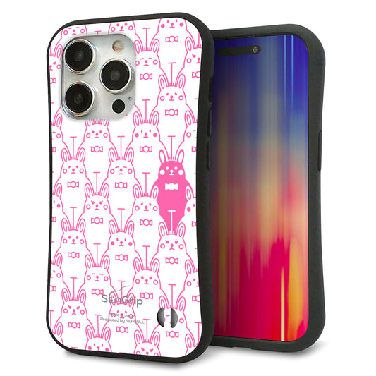 iPhone15 Pro スマホケース 「SEA Grip」 グリップケース Sライン 【MA914 パターン ウサギ】 UV印刷