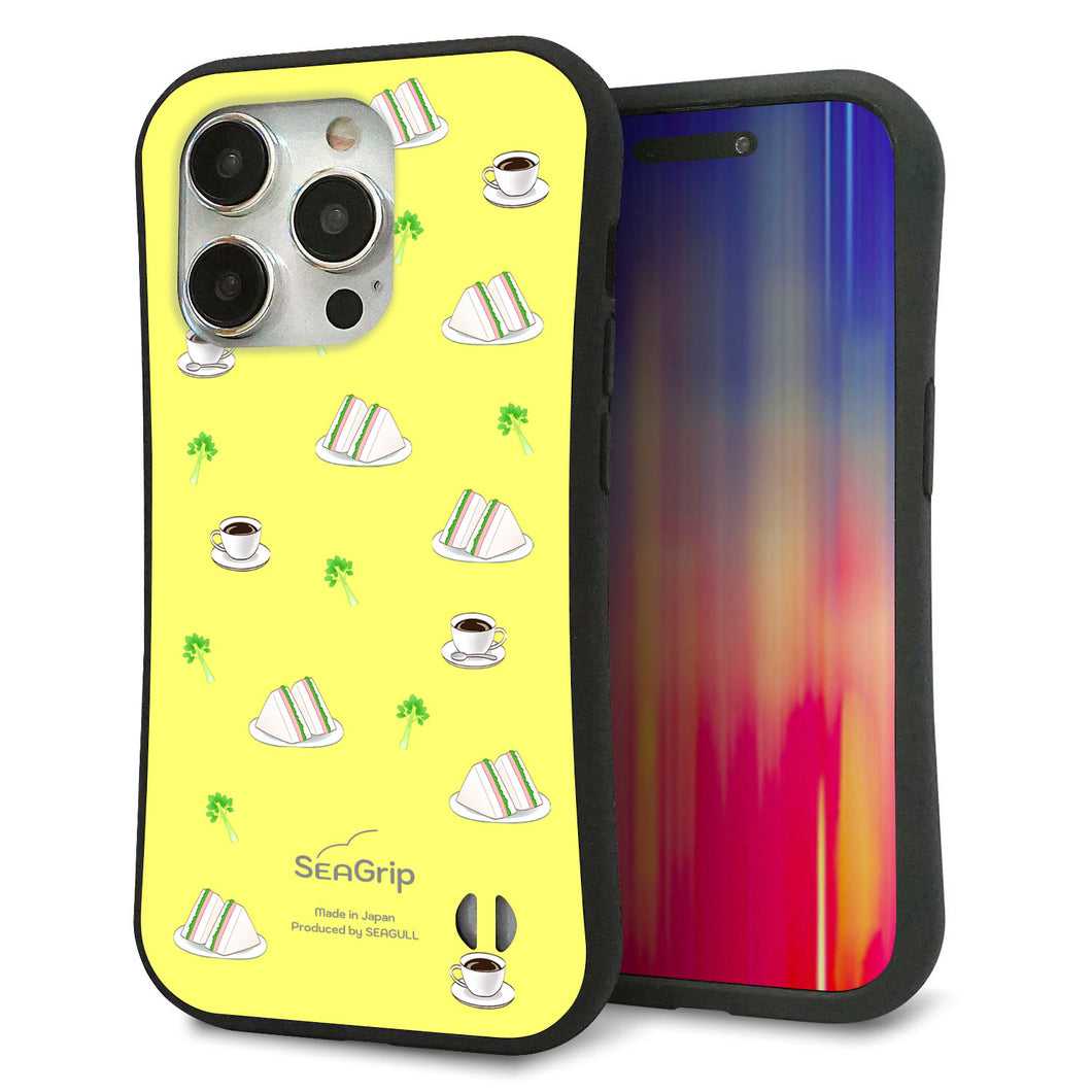 iPhone15 Pro スマホケース 「SEA Grip」 グリップケース Sライン 【NA800 アムロサンドイッチプリント Aイエロー】 UV印刷