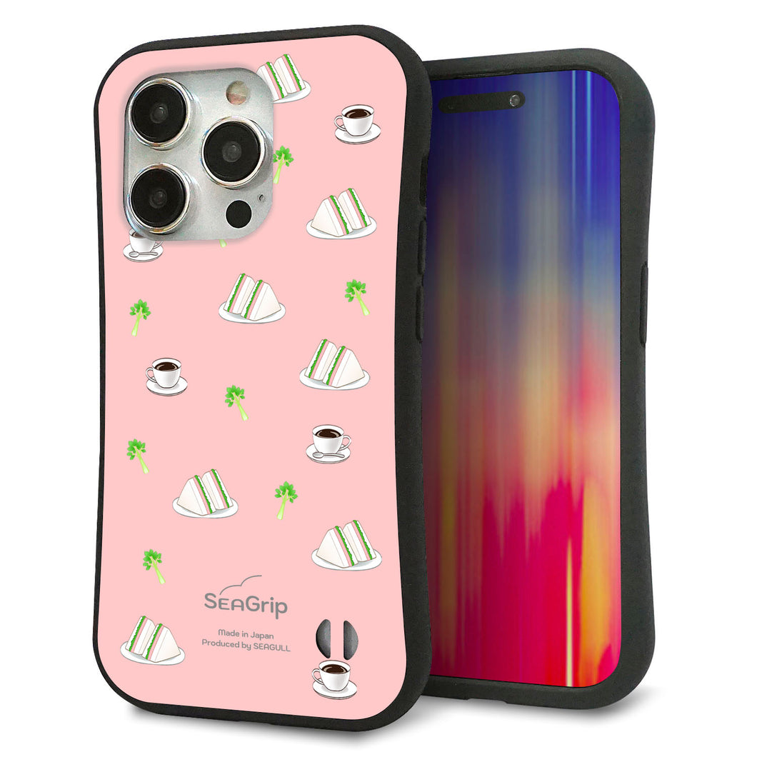 iPhone15 Pro スマホケース 「SEA Grip」 グリップケース Sライン 【NA802 アムロサンドイッチプリント Aピンク】 UV印刷