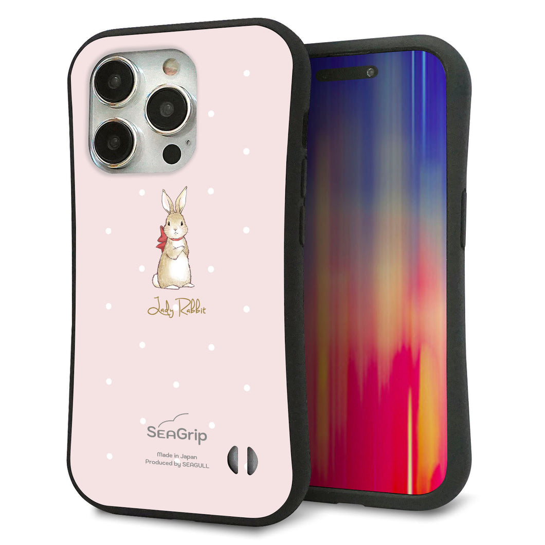 iPhone15 Pro スマホケース 「SEA Grip」 グリップケース Sライン 【SC966 Lady Rabbit ベージュピンクhp】 UV印刷