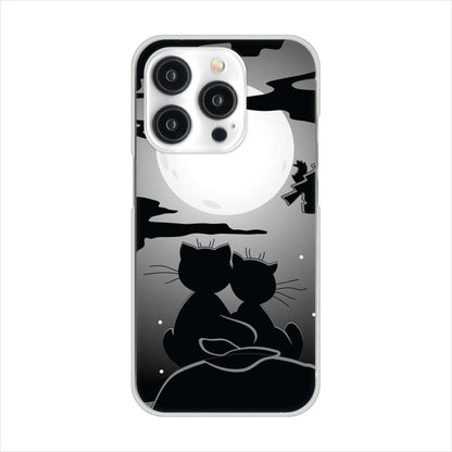 iPhone15 Pro 高画質仕上げ 背面印刷 ハードケース夜とネコ