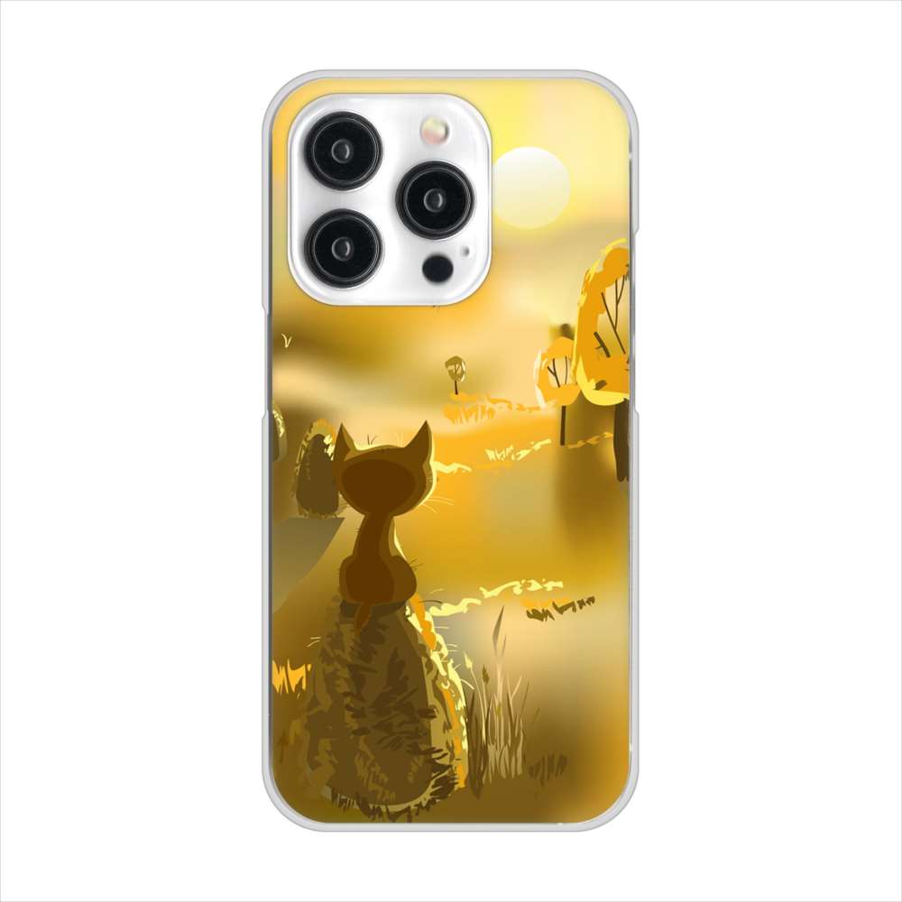 iPhone15 Pro 高画質仕上げ 背面印刷 ハードケース 【400 たそがれの猫】