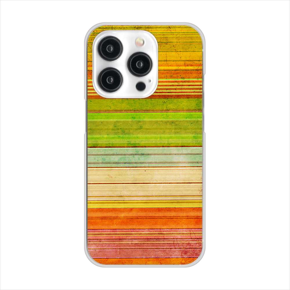 iPhone15 Pro 高画質仕上げ 背面印刷 ハードケース 【1324 ビンテージボーダー（色彩）】