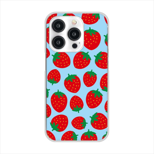 iPhone15 Pro 高画質仕上げ 背面印刷 ハードケース小さいイチゴ模様