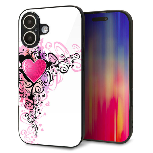 iPhone16 強化ガラス＆TPUスマホケース ガラプリ【007 スタイリッシュハート】