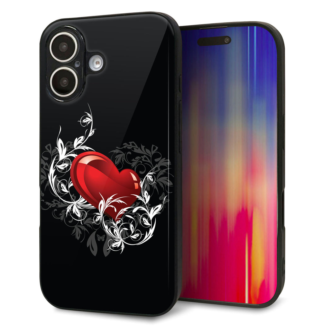 iPhone16 強化ガラス＆TPUスマホケース ガラプリ【032 クリスタルハート】