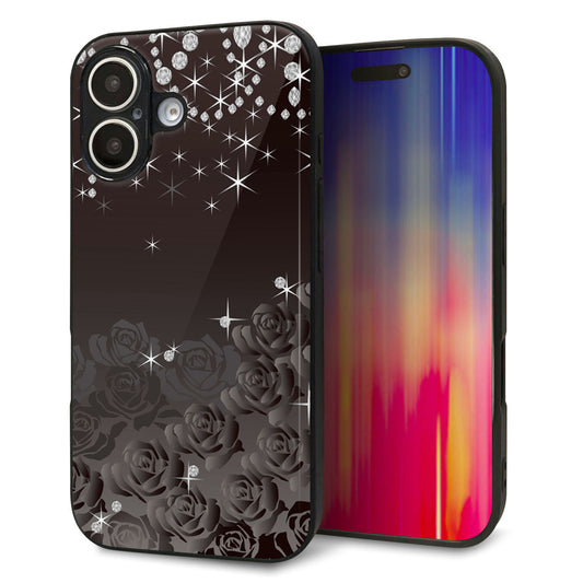 iPhone16 強化ガラス＆TPUスマホケース ガラプリ【327 薔薇とダイヤモンド】