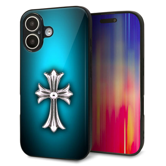 iPhone16 強化ガラス＆TPUスマホケース ガラプリ【334 クロスブルー】