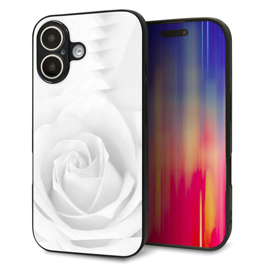 iPhone16 強化ガラス＆TPUスマホケース ガラプリ【402 ホワイトＲｏｓｅ】